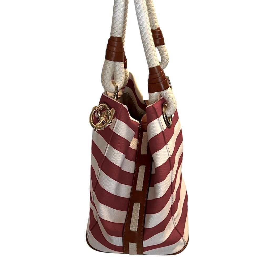 Michael Kors Nautical Hobo Bag Red & White w/Gold - Picture 2 of 16